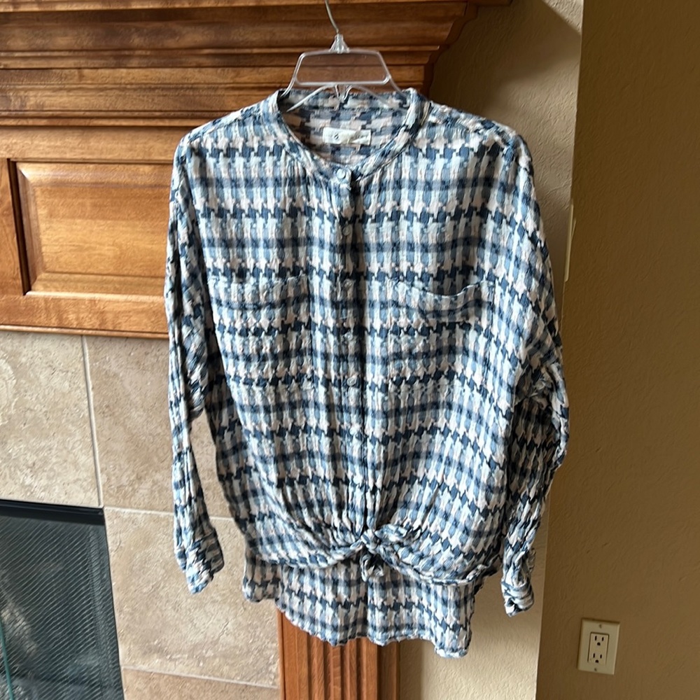 Lou and Grey blue/white/pink cotton blouse